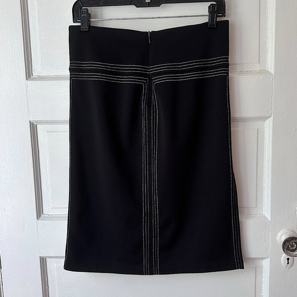 Vintage Express Black High Waist Bodycon Pencil Skirt Contrast Stitching Stretch - Picture 11 of 15